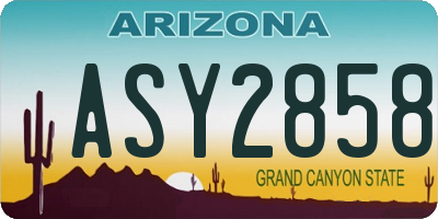 AZ license plate ASY2858