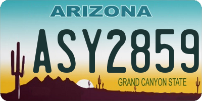 AZ license plate ASY2859