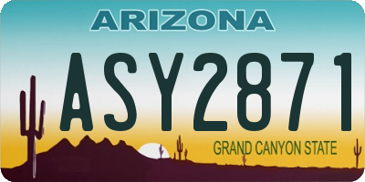 AZ license plate ASY2871
