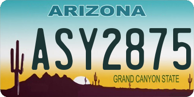 AZ license plate ASY2875