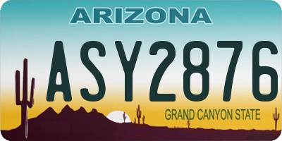AZ license plate ASY2876