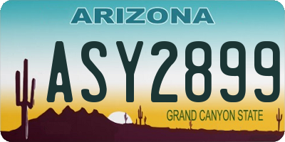 AZ license plate ASY2899