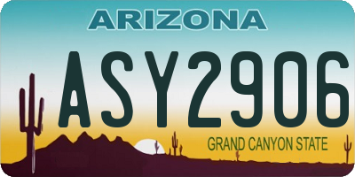 AZ license plate ASY2906