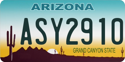 AZ license plate ASY2910