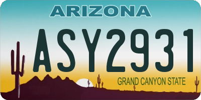 AZ license plate ASY2931