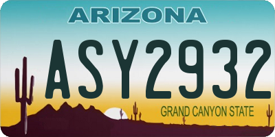 AZ license plate ASY2932