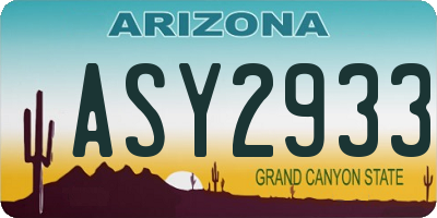 AZ license plate ASY2933