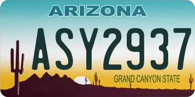 AZ license plate ASY2937