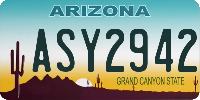 AZ license plate ASY2942
