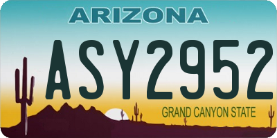 AZ license plate ASY2952