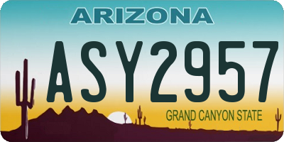 AZ license plate ASY2957