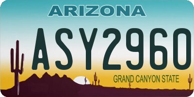 AZ license plate ASY2960