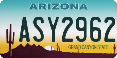 AZ license plate ASY2962