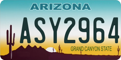AZ license plate ASY2964