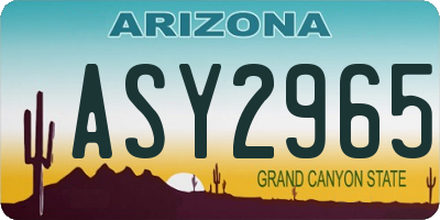 AZ license plate ASY2965