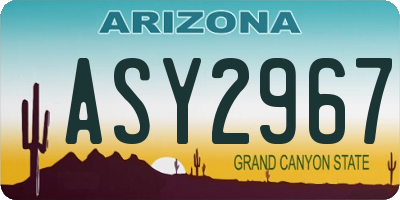 AZ license plate ASY2967