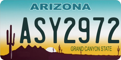 AZ license plate ASY2972