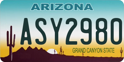 AZ license plate ASY2980