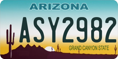 AZ license plate ASY2982