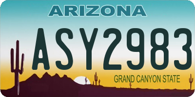 AZ license plate ASY2983