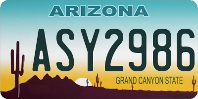 AZ license plate ASY2986