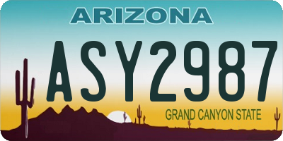AZ license plate ASY2987