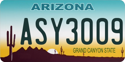 AZ license plate ASY3009