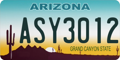 AZ license plate ASY3012