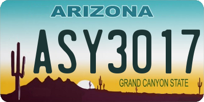 AZ license plate ASY3017
