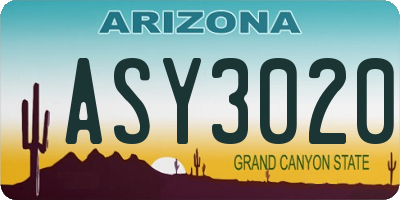 AZ license plate ASY3020