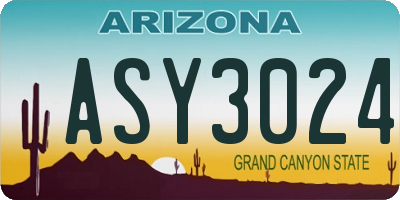 AZ license plate ASY3024