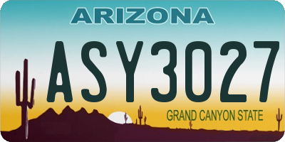 AZ license plate ASY3027