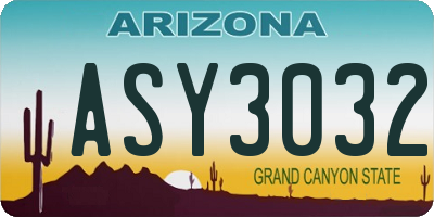 AZ license plate ASY3032