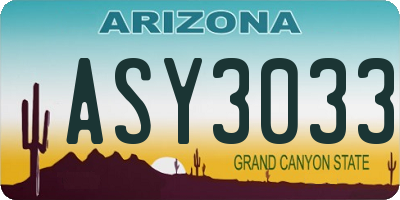 AZ license plate ASY3033