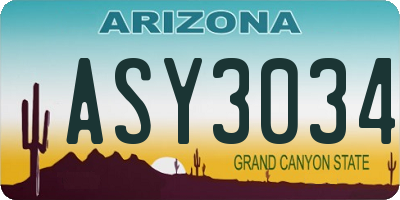 AZ license plate ASY3034