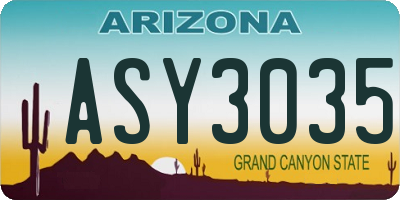 AZ license plate ASY3035