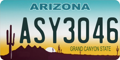 AZ license plate ASY3046