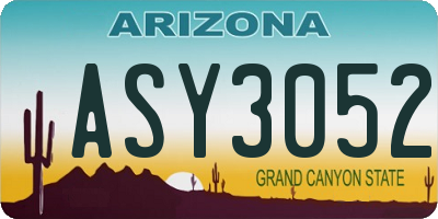 AZ license plate ASY3052