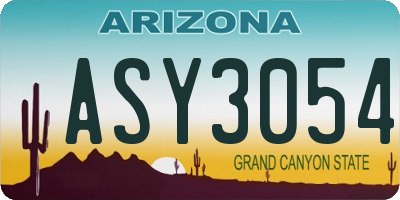AZ license plate ASY3054