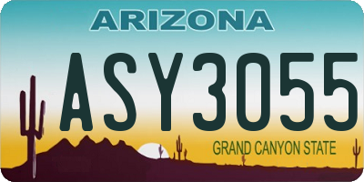 AZ license plate ASY3055