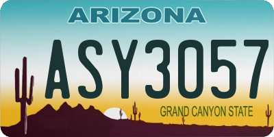 AZ license plate ASY3057