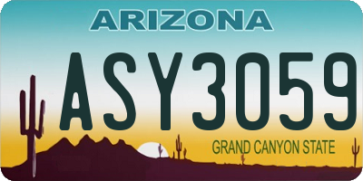 AZ license plate ASY3059