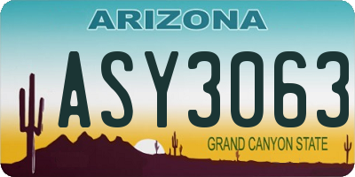 AZ license plate ASY3063