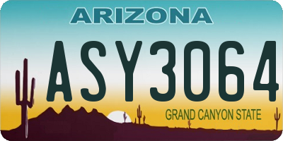 AZ license plate ASY3064