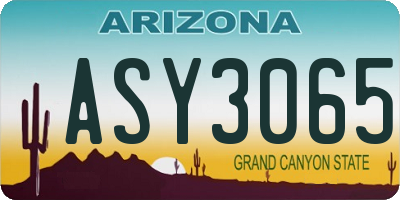 AZ license plate ASY3065