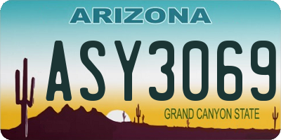 AZ license plate ASY3069