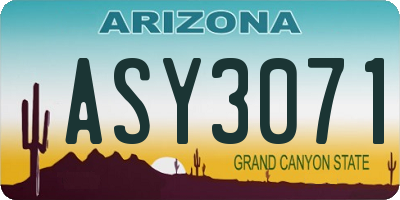 AZ license plate ASY3071
