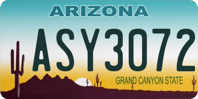 AZ license plate ASY3072