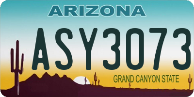 AZ license plate ASY3073