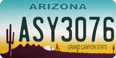 AZ license plate ASY3076
